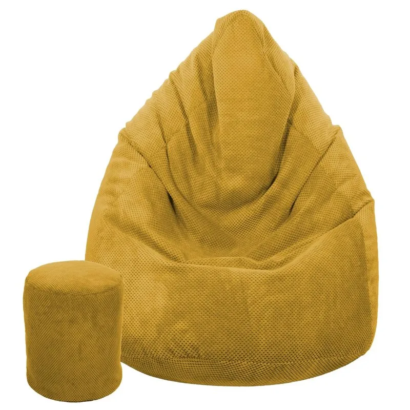 Toffel Detský sedací vak MAXI COMFORT Plyš 100x75 cm s podnožkou Vzor: Žlutá