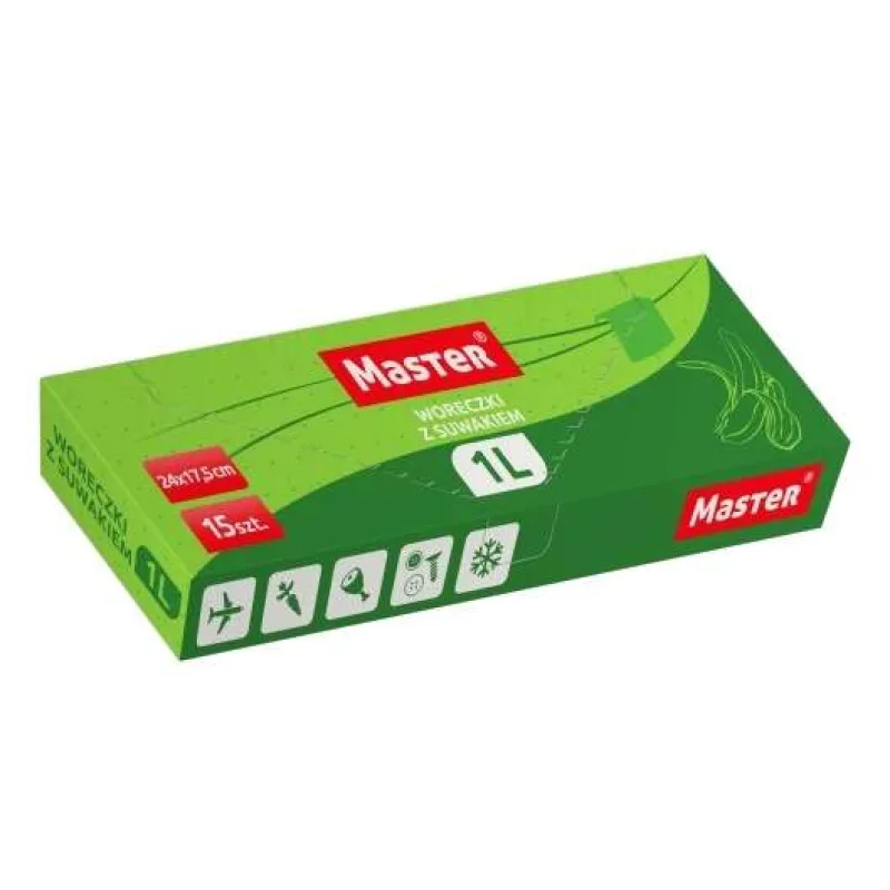 Vrecká na potraviny so zipsom Master 1l - 24x17,5 cm - 15 ks