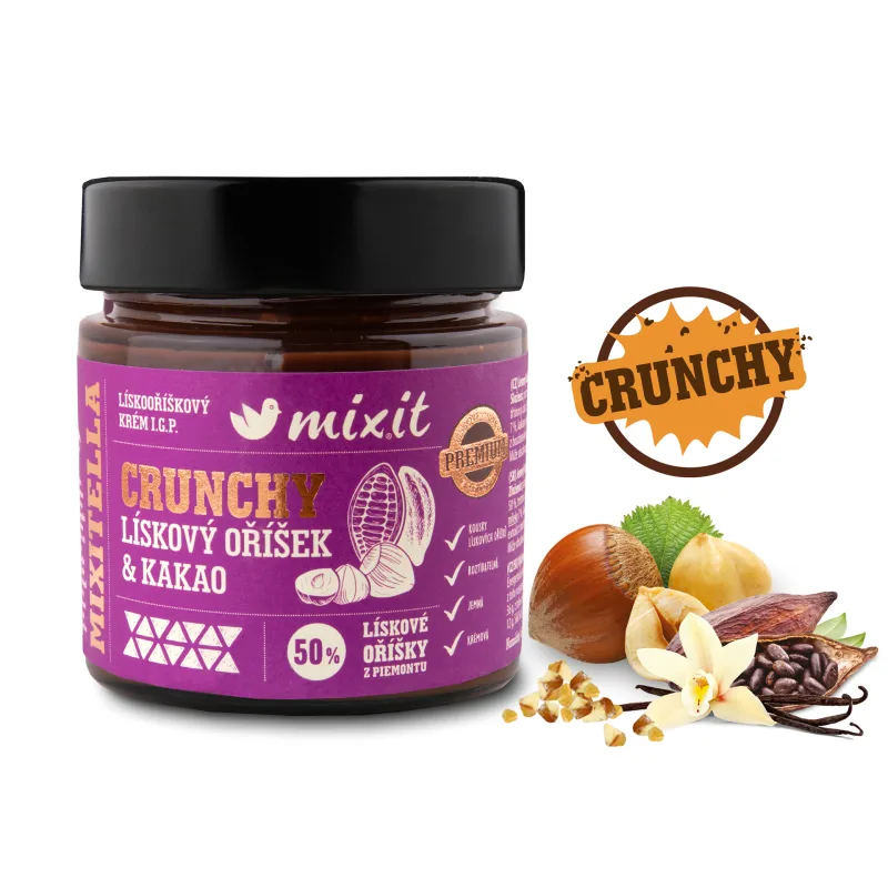 Mixit Mixitella Crunchy Premium - Lieskové oriešky z Piemontu a kakao - 200g