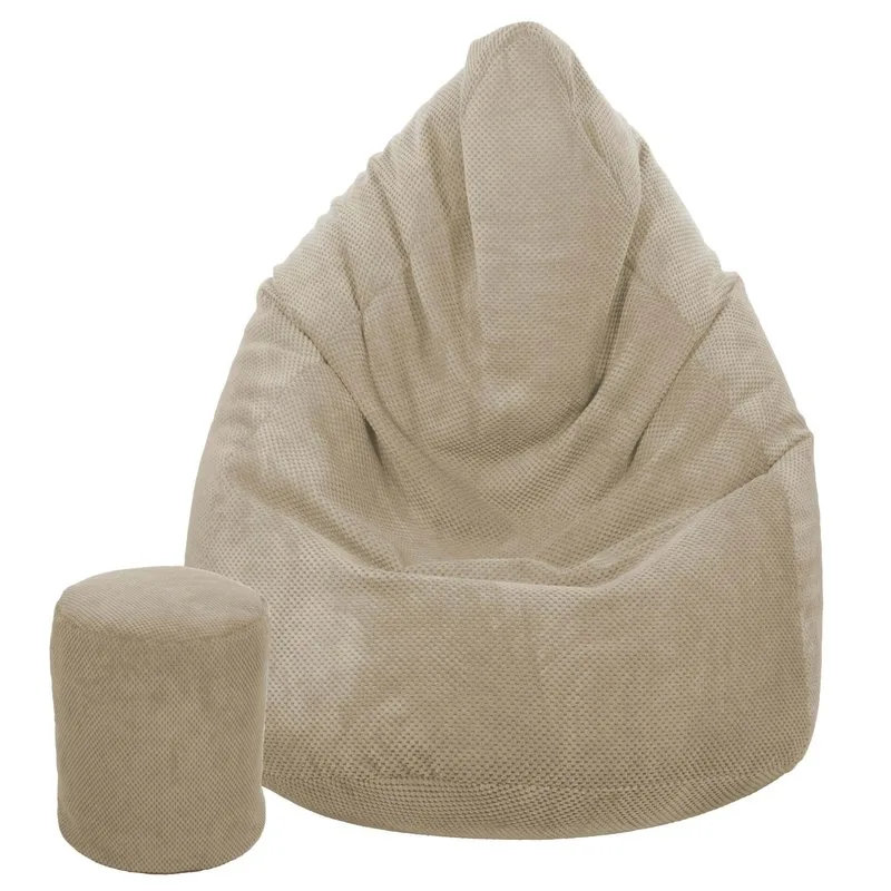 Toffel Sedací vak MAXI COMFORT Plyš 125x95 cm s podnožkou Vzor: BÉŽOVÁ