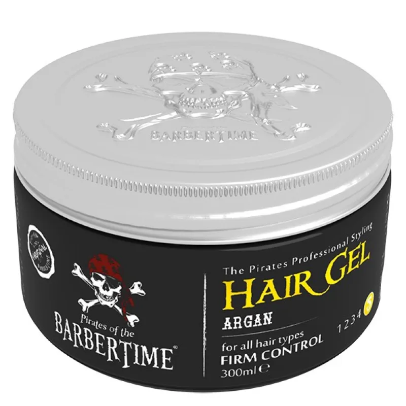 Pirates of the BARBERTIME BARBERTIME Hair Gel Argan 300ml - veľmi silne tužiaci stylingový gél s Arganom