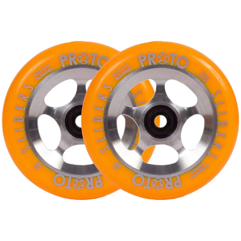 Proto Sliders Starbright Pro Scooter Wheels 2-Pack- Orange On Raw