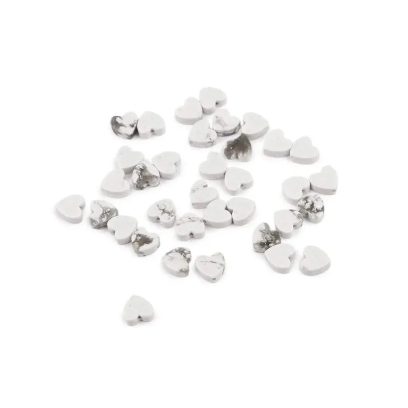 Minerálna korálka srdca Ø6 mm - biela - 10 ks