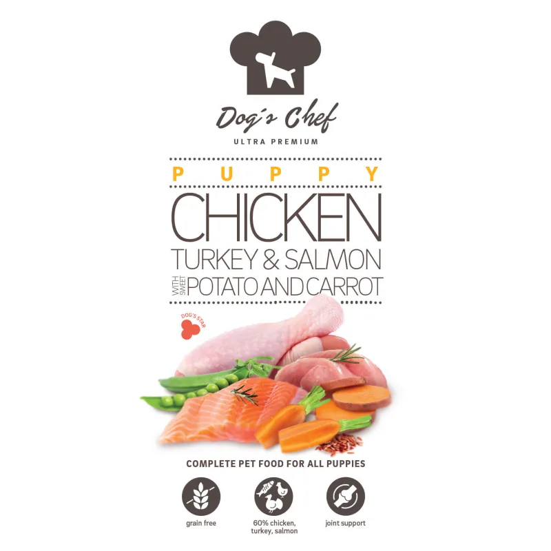 Dog's Chef Dog’s Chef CHICKEN, TURKEY & SALMON WITH SWEET POTATO AND CARROT Puppy 2 kg