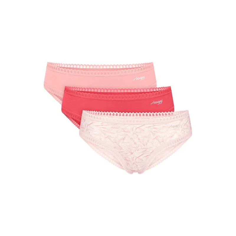 3pack organic nohavičiek SLOGGI GO CRUSH hipster ružové a korálové XL