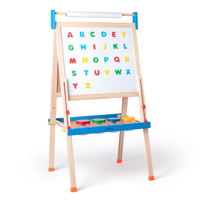 Woody Tabuľa "ABC" s písmenami, s rolkou papiera a pohárikmi