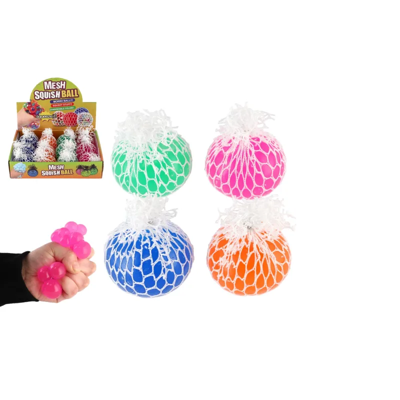 Teddies Loptička antistresová mačkacia sliz 6cm 4 farby v sieťke v sáčku