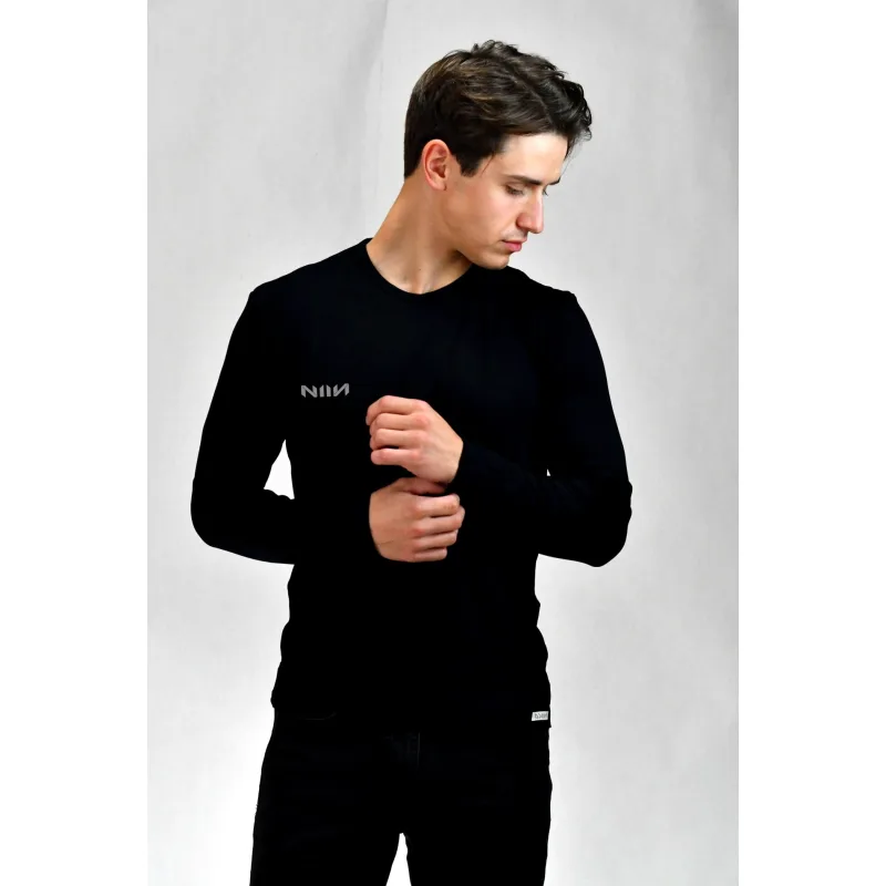 Pánske termo tričko s dlhým rukávom NIIN Black - XXL, čierna sýta