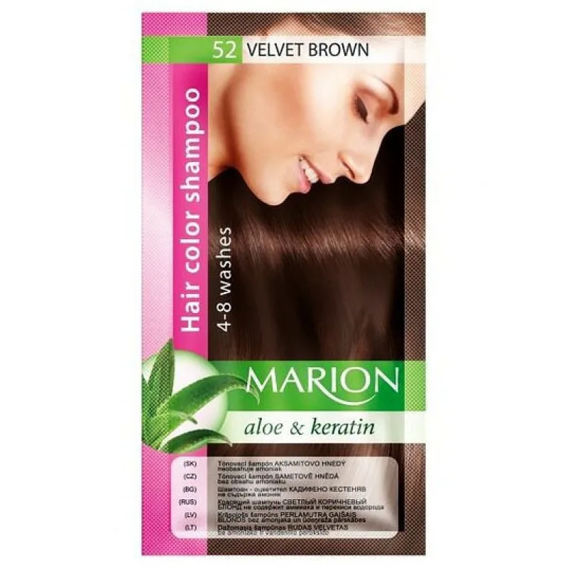 MARION Hair Color Shampoo 52 Velvet Brown - farebný tónovací šampón 40ml - zamatovo hnedá