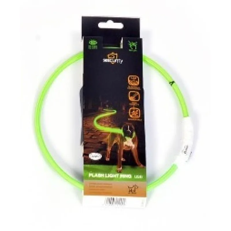 Obojok DUVO+ LED Svietiaci dog zelený nylonový M