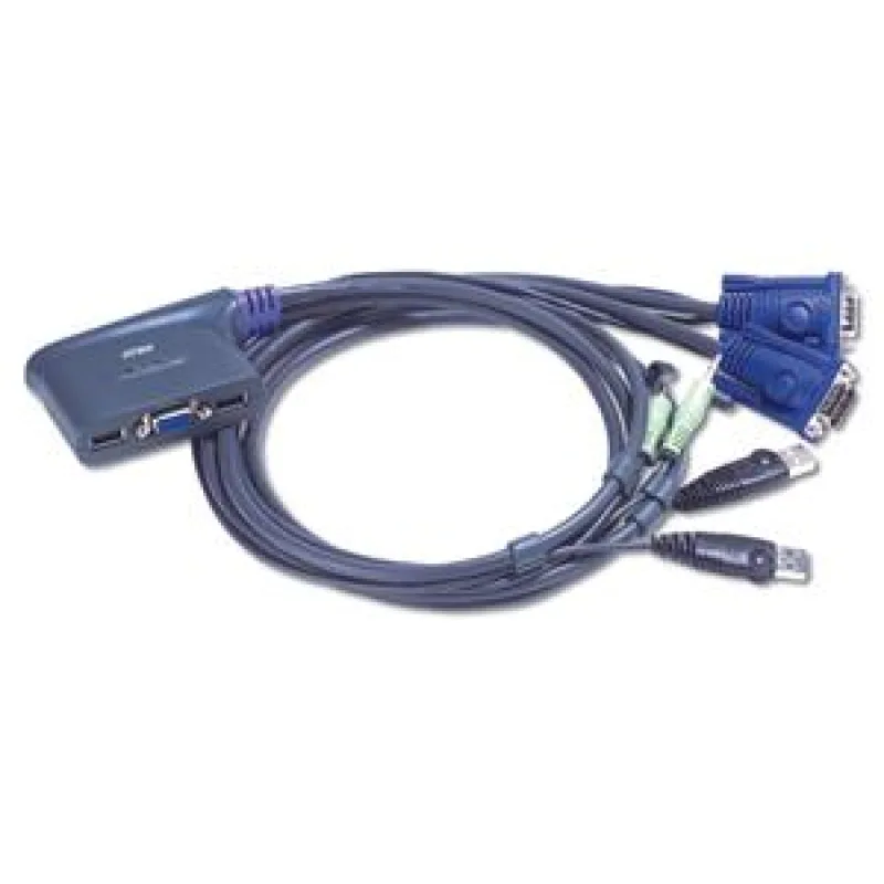 Aten 2-port KVM USB mini, 1,8 m kabely audio, CS-62U
