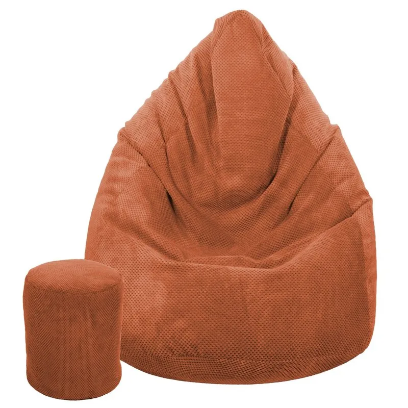Toffel Sedací vak MAXI COMFORT Plyš 125x95 cm s podnožkou Vzor: Oranžová