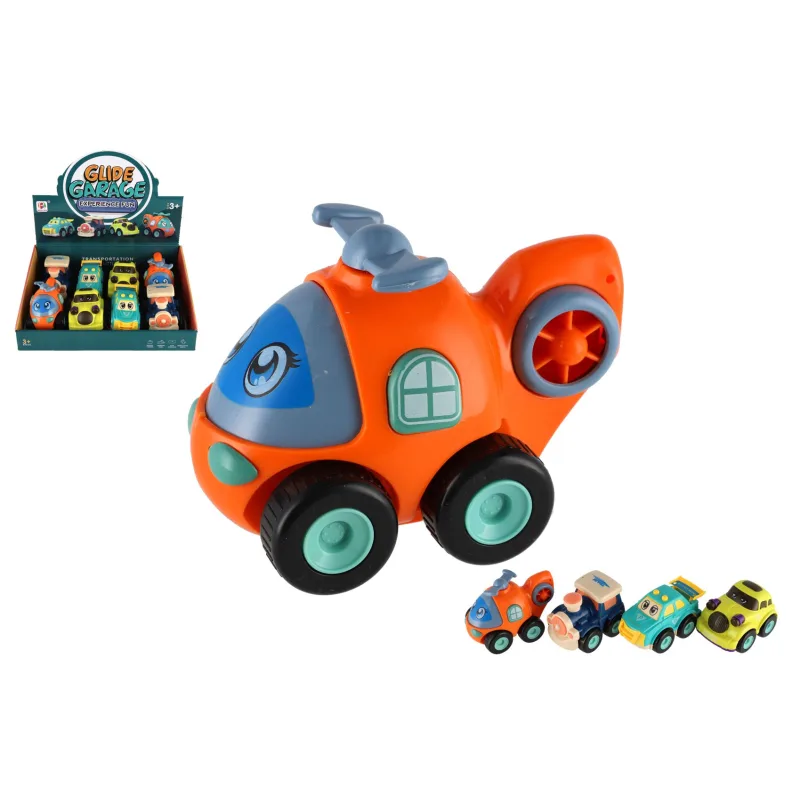 Teddies Dopravný prostriedok plast 7x11cm na zotrvačník 4 druhy 8ks v boxe