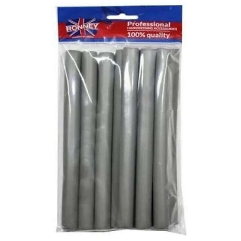 RONNEY Papiloty Flex Rollers Grey 10ks - papiloty na vlasy 18x210mm - šedé