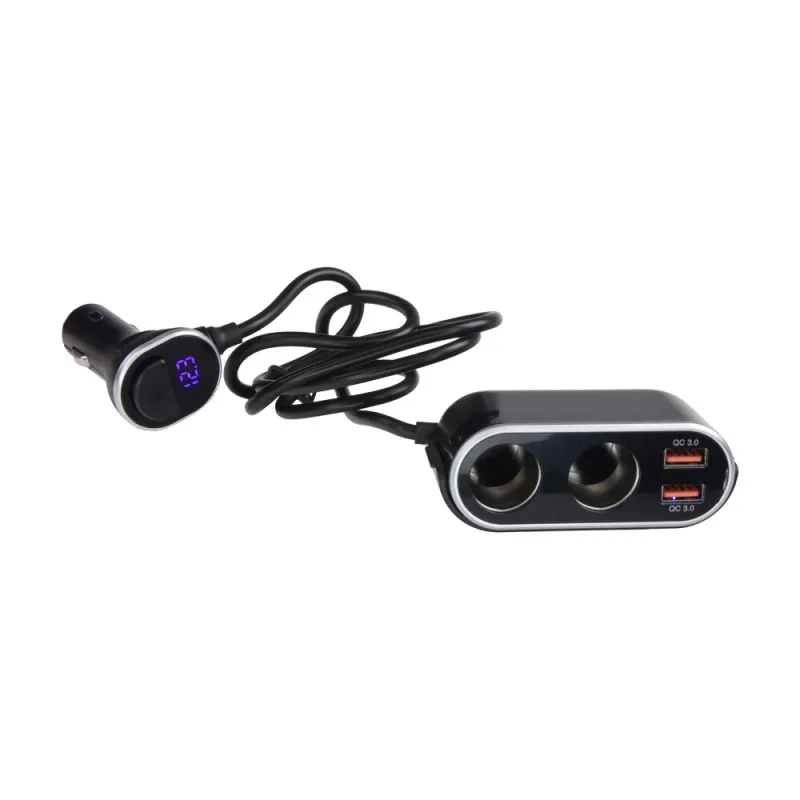 Dvojitá CL zásuvka s 2x USB nabíječkou a CL zástrčkou s voltmetrem 34522