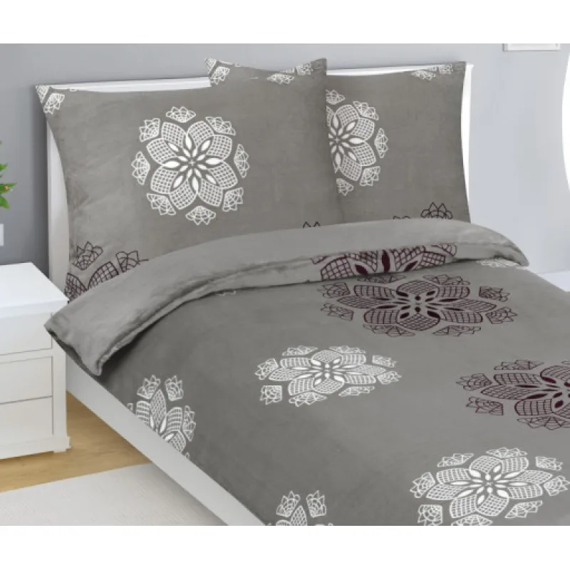 Bellatex Povlečení MIKROFLANEL, Šedá vločka - 140x200, 70x90 cm