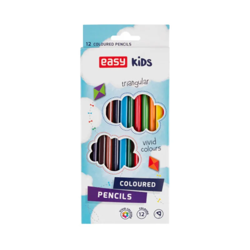 EasyColours Dřevěné pastelky trojhranné 12 barev