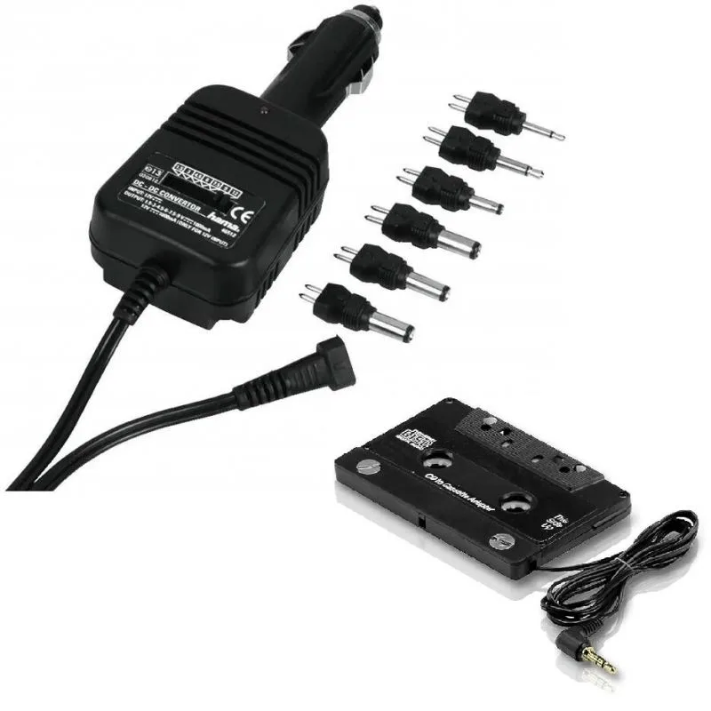 Sieťová nabíjačka adaptér z 12V na 1,5-12V 800 mA + 6 adaptérov + kazetový adaptér