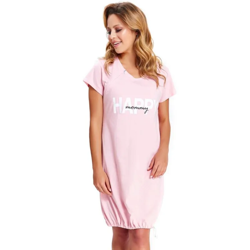 Materská nočná košeľa Happy Mommy ružová zips M