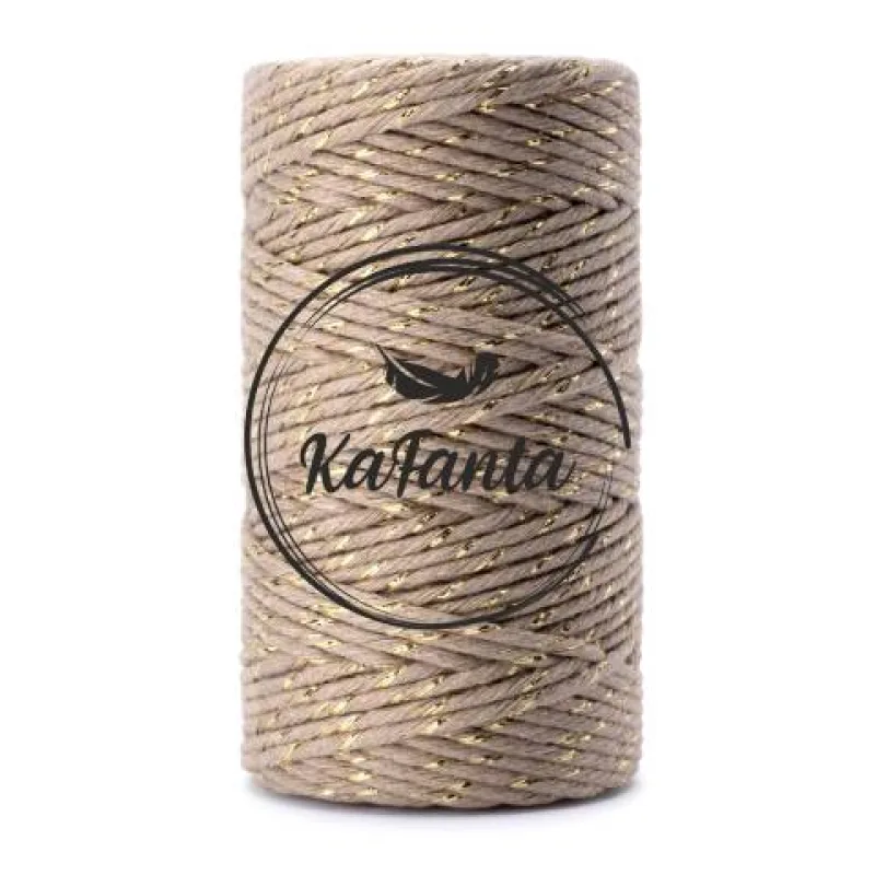 Macrame priadza KaFanta PREMIUM 2mm/50m - beige gold