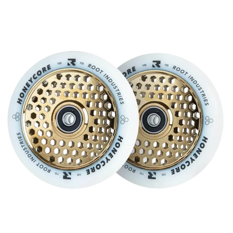 Root Honeycore White 110mm Pro Scooter Wheels 2-pack - Gold