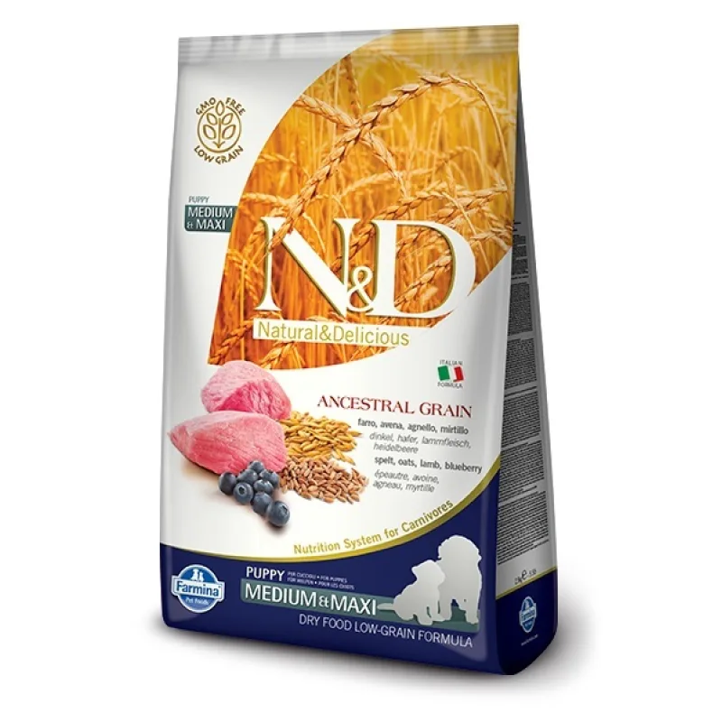 Farmina N&D dog AG puppy medium & maxi, lamb, spelt, oats & blueberry 2,5 kg