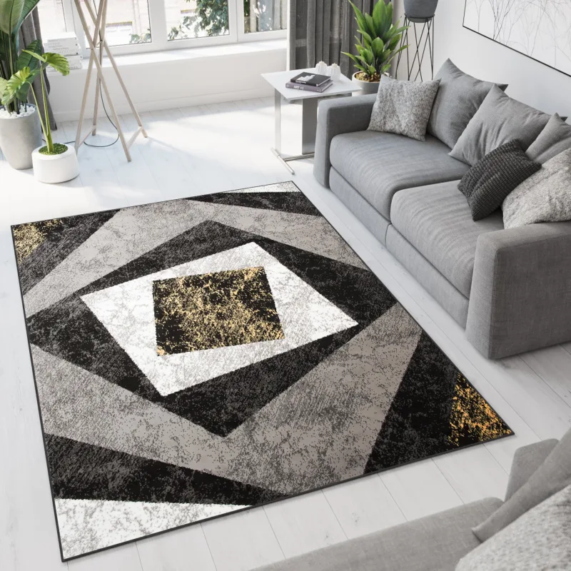 Chemex Moderný koberec Tap - štvorce 2 - čierny/žltý Rozmer koberca: 300x400 cm