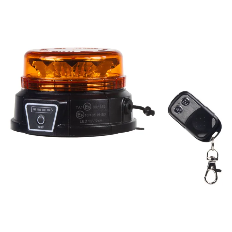 AKU LED maják, 12x3W oranžový, dálkové ovládání, magnet, ECE R10, R65 wlbat185re