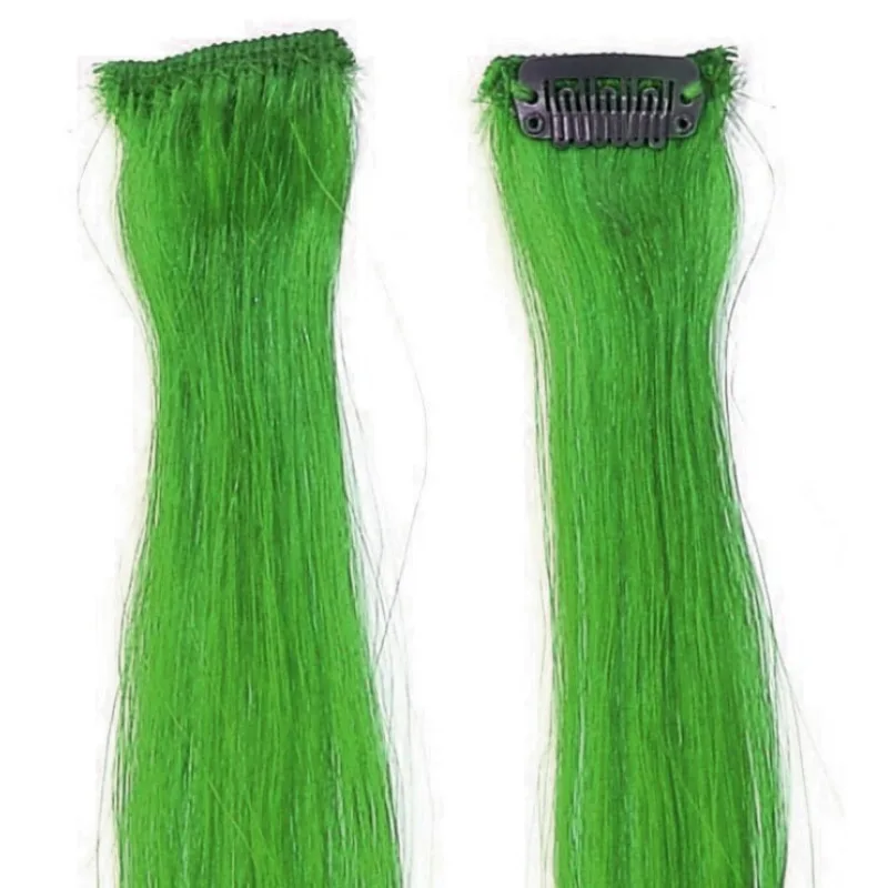 SIMPLY PERFECT Trendy 4ks - Vlasy na proedlženie Human Hair 47cm na spone - Green