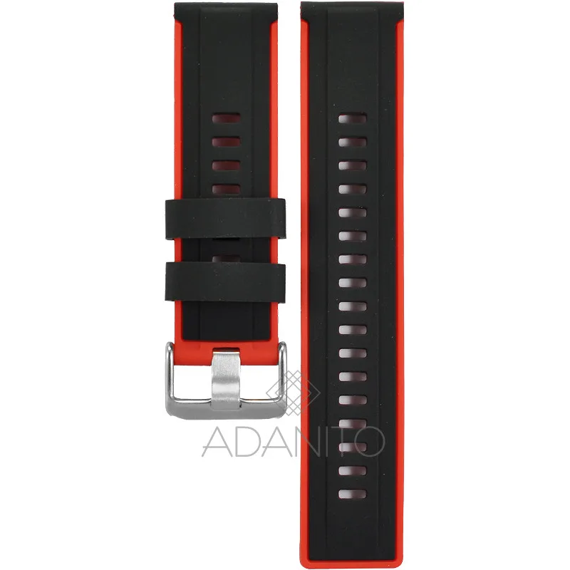 Silikónový remienok na hodinky 22 mm čierno červený ADANITO TS003R01S06-22