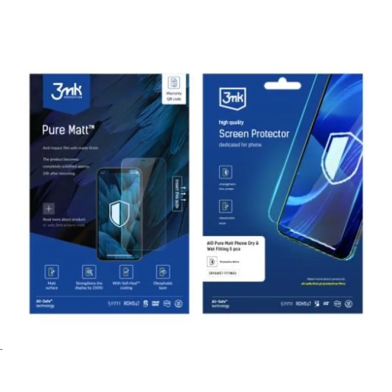 3mk All-Safe - AIO fólie Pure Matt Dry & Wet Fitting Phone, 5 ks…