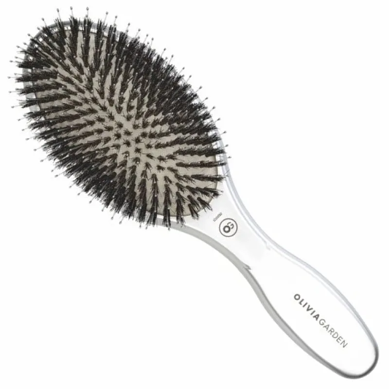 OLIVIA GARDEN SILVER Expert Care Oval Boar And Nylon - oválna kefa s diviačími a nylonovými štetinami