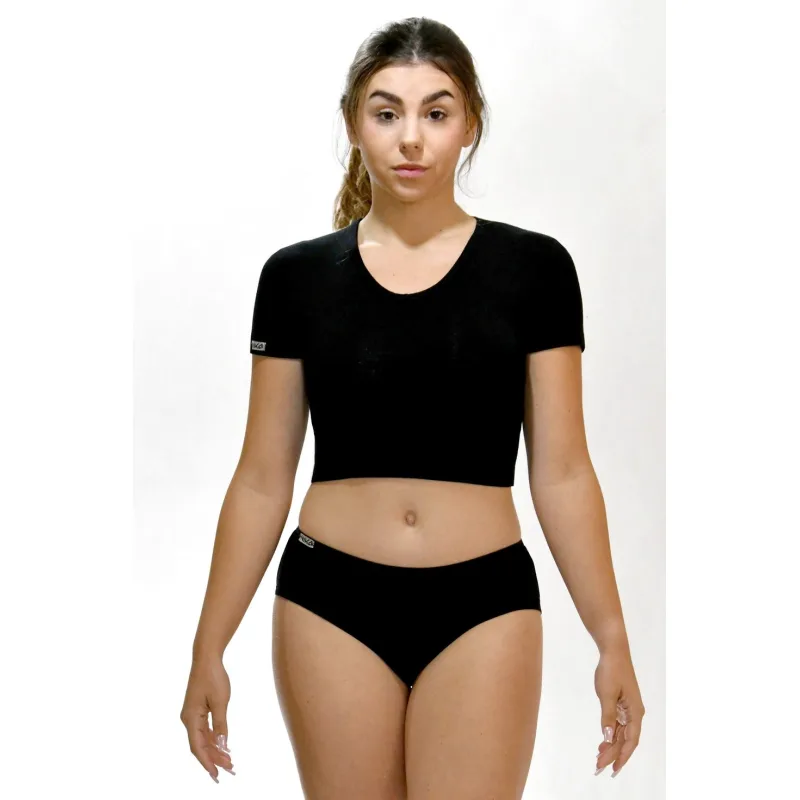 Bambusové tričko croptop čierny - čierne, S