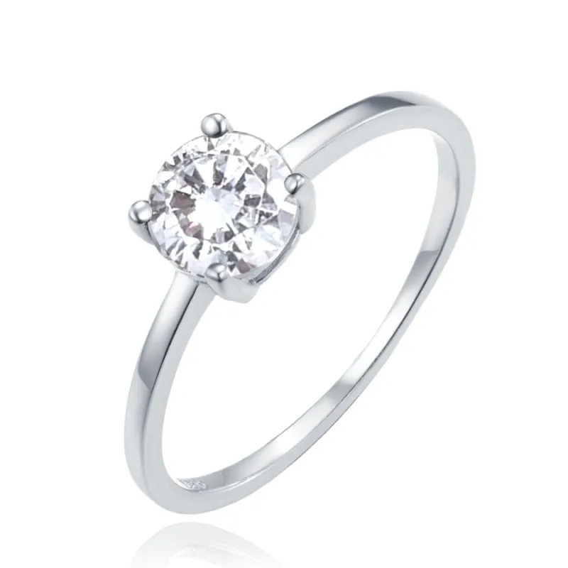 Elegantný strieborný prsteň s bielym zirkónom MINET JMAS0150SR, 56, 1.50 g