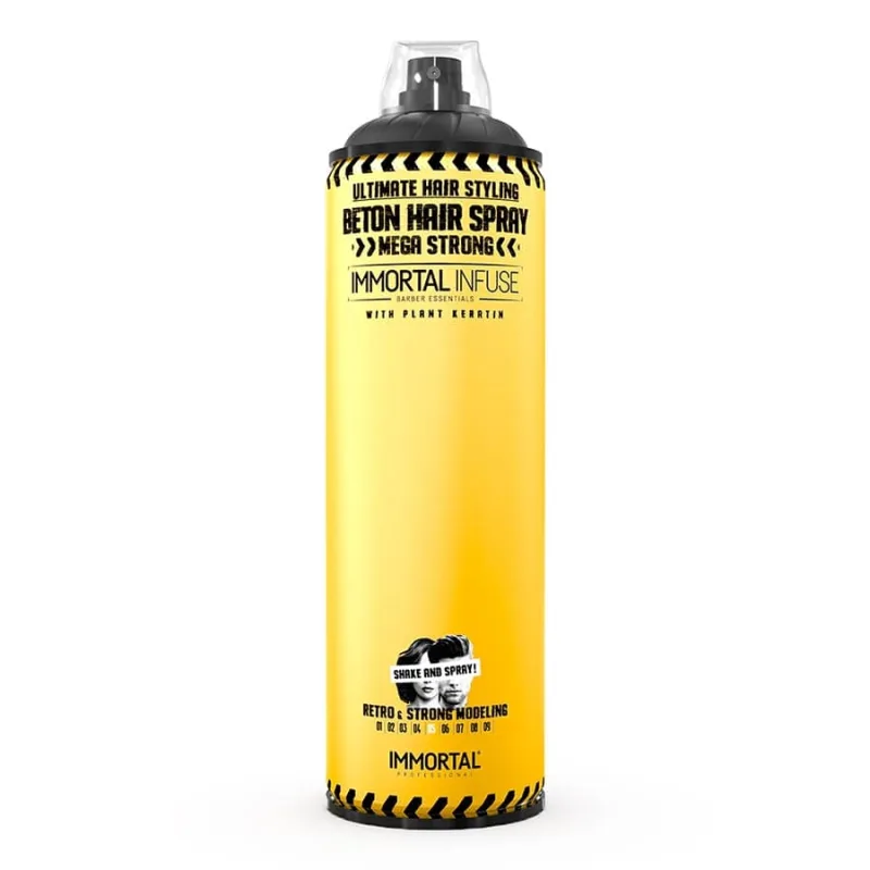 Silne fixačný lak na vlasy s keratínom IMMORTAL Infuse Betón Mega strong hair spray 500 ml