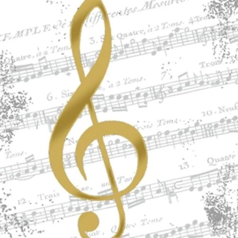 PPD Papírové ubrousky - I Love Music gold (33x33)