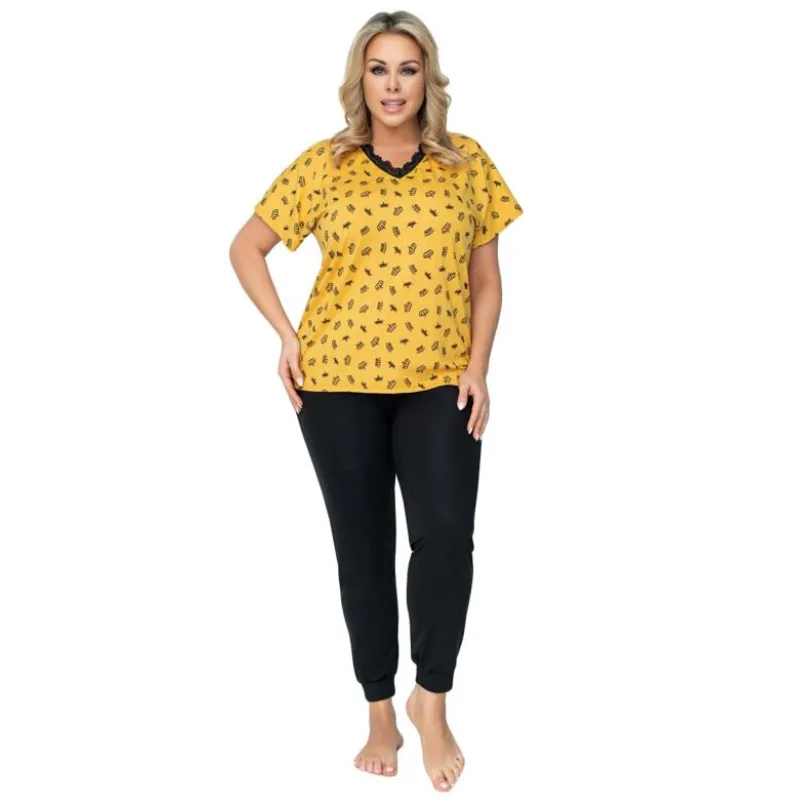 Dámske pyžamo Queen žlté 5XL