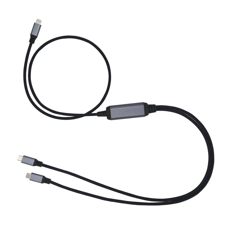 Kabel C-TECH USB Type-C PD 100W power splitter, 0,7m + 2x0,5m, černý CB-USB-PDPS-1B