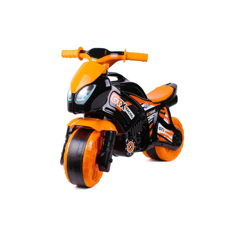Teddies Odrážadlo motorka oranžovo-čierna plast v sáčku 35x53x74cm 24m+