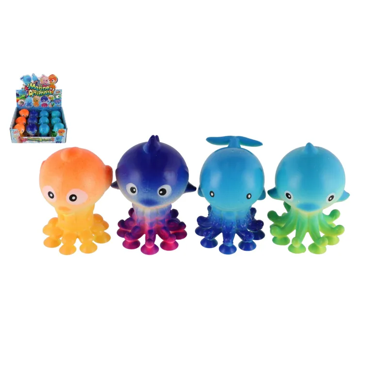 Teddies Zvieratko morské chobotnice antistresové mačkacie s prísavkami silikón 9x6cm 4 druhy
