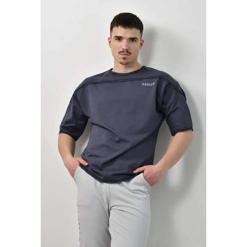 Fitness pánske tričko NIIN BodyGym - antracit tmavá, M