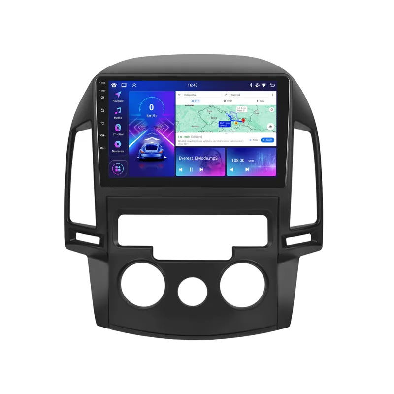 Bmode 2DIN autorádio BEV48 Android, Hyundai i30 s manuální klimatizací B319