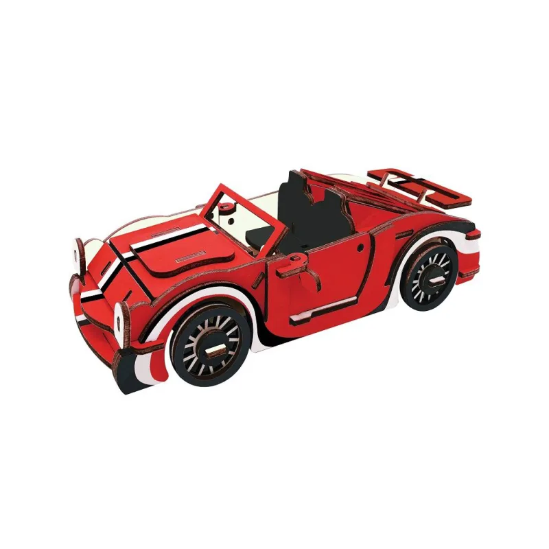 Rappa Woodcraft Drevené 3D puzzle Červený kabriolet