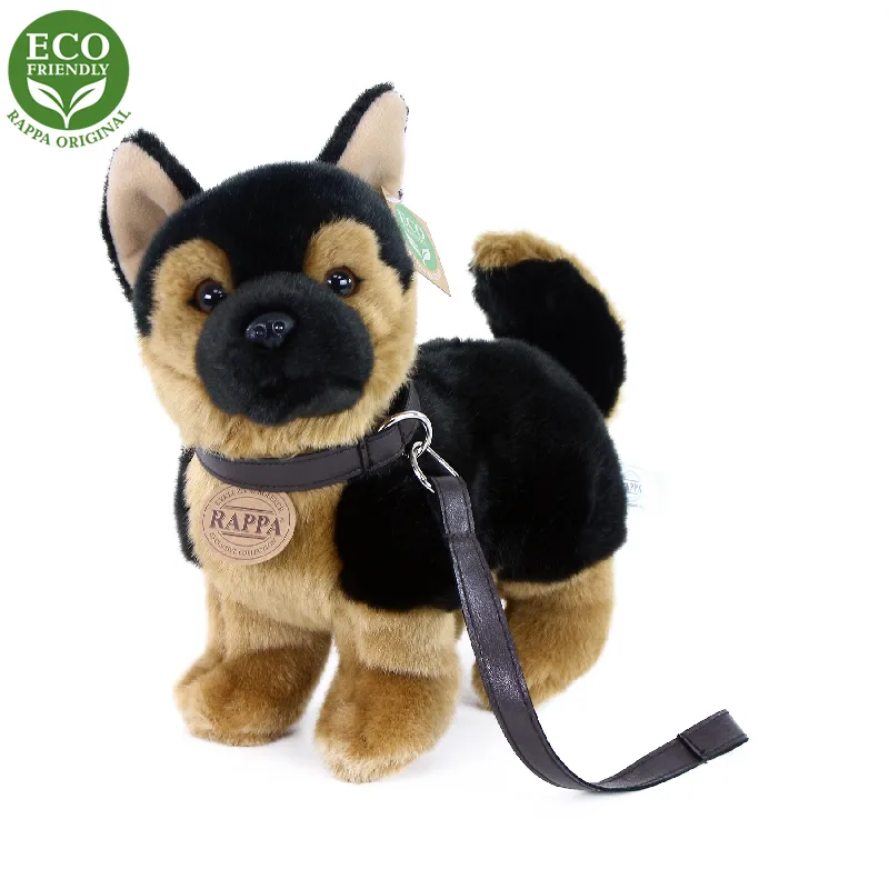 Rappa Plyšový nemecký ovčiak s vodítkom 23 cm ECO-FRIENDLY
