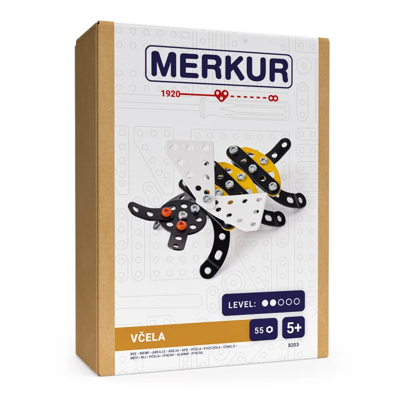 MERKUR - Stavebnice MERKUR - Stavebnica Merkur - Chrobáčiky – Včela, 55 dielikov