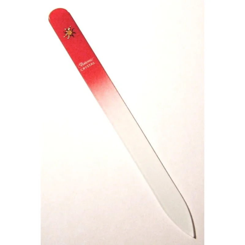 BOHEMIA CRYSTAL Sklenený pilník na nechty s potiskom - 140mm - červený