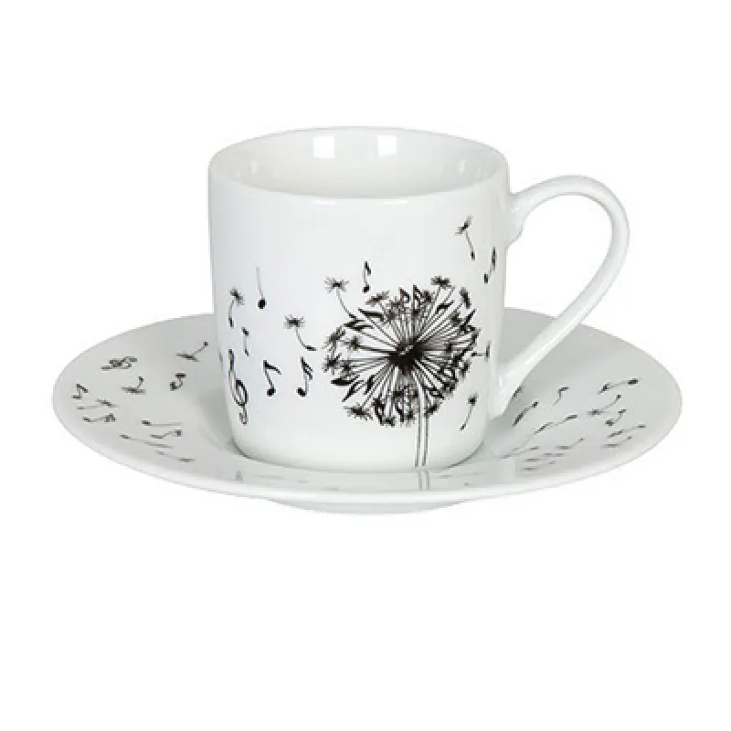 Music Gift Company Hrnek espresso s podšálkem - pampeliškové noty