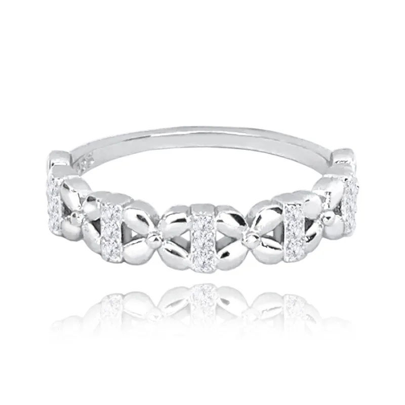 Strieborný prsteň kvietky so zirkónmi MINET JMAS0168SR, 60