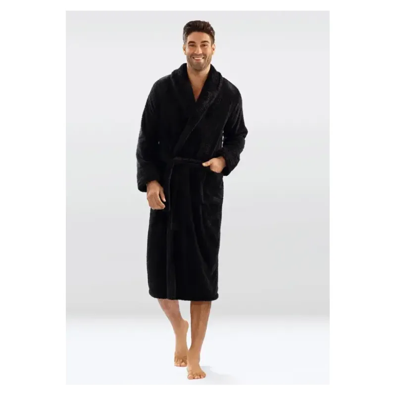 Pánsky huňatý župan 130 čierny 3XL
