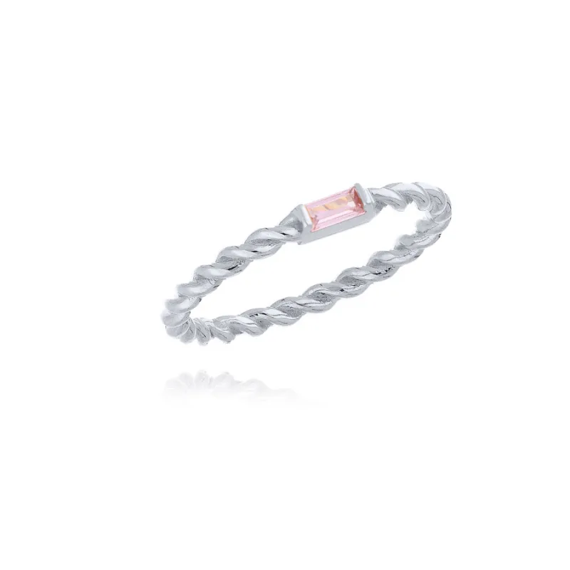 Prsteň z bieleho zlata s ružovým zirkónom MOISS RA004346, 57, 1.70 g